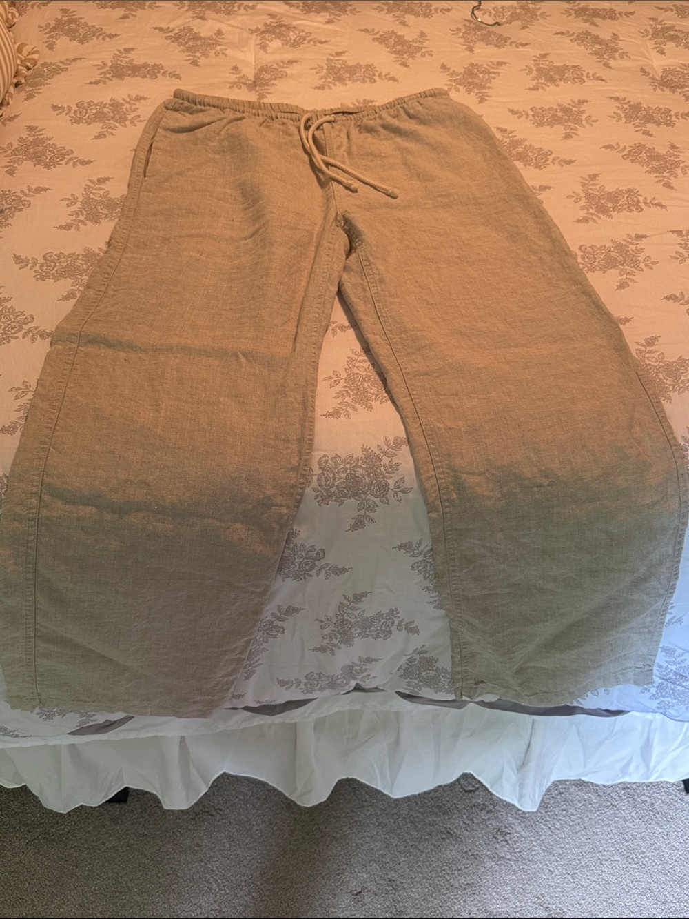 TNA Neutral Drawstring Linen-Blend Pants - Beige